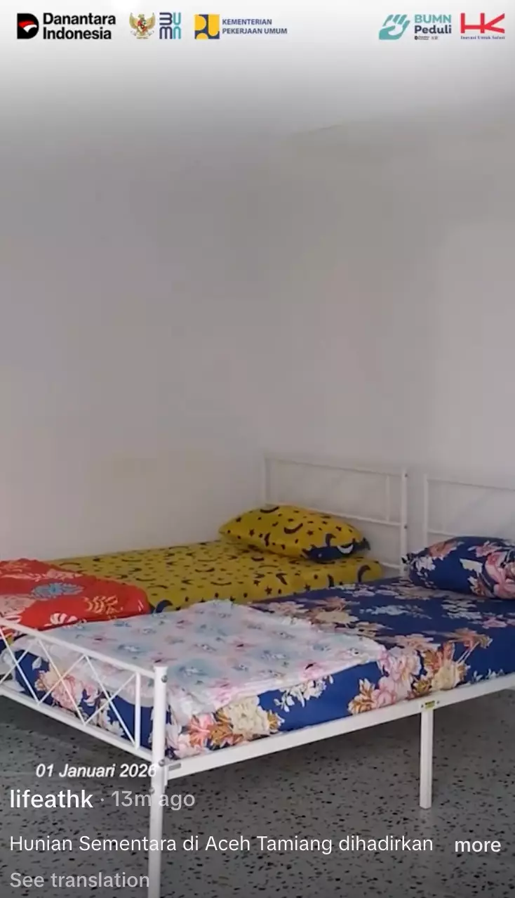 Huntara Aceh Tamiang TikTok/@lifeathk; YouTube/@SekretariatPresiden