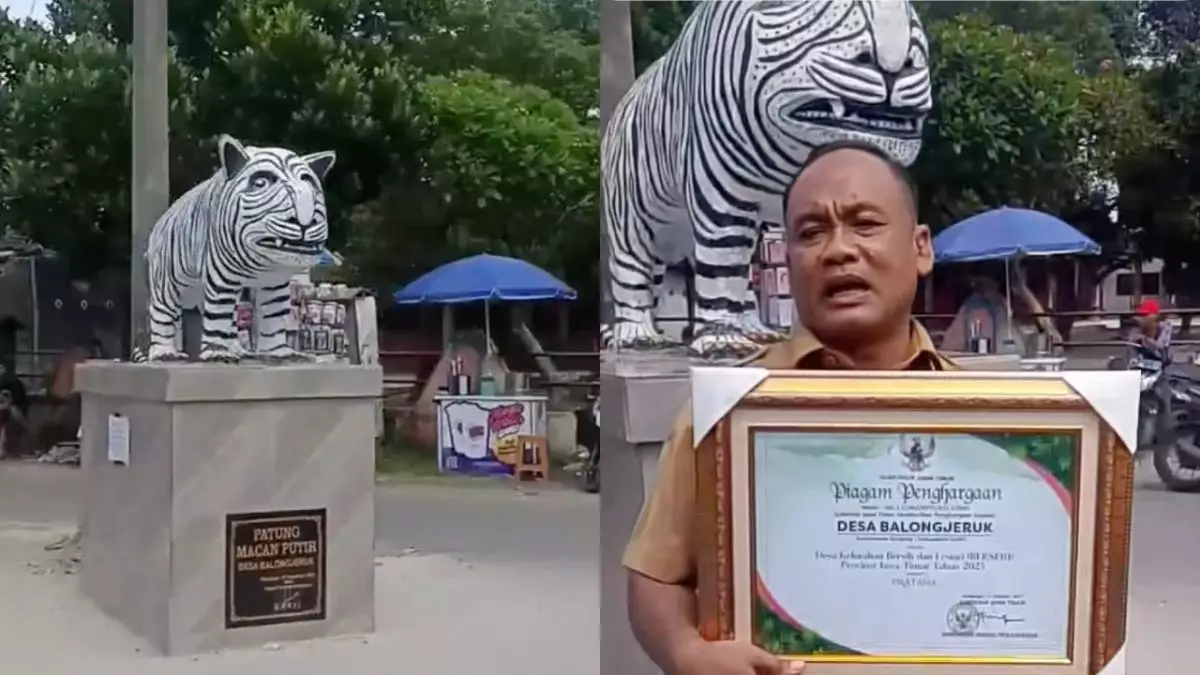 Berkah patung macan putih Balongjeruk Kediri: Dari kontroversi viral hingga jadi spot car free day