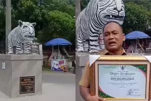 Berkah patung macan putih Balongjeruk Kediri: Dari kontroversi viral hingga jadi spot car free day