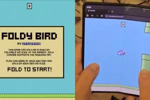 Flappy Bird kembali viral? game versi yang ini cara mainnya unik dengan melipat HP Foldable