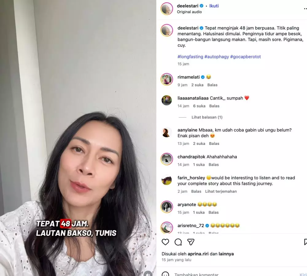 Manfaat puasa 48 jam Instagram @deelestari