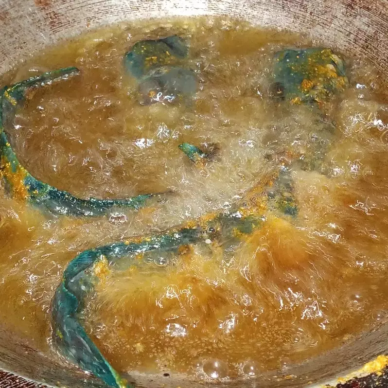 Nggak habis pikir ikan lele berubah warna jadi biru saat digoreng, bikin takut makan