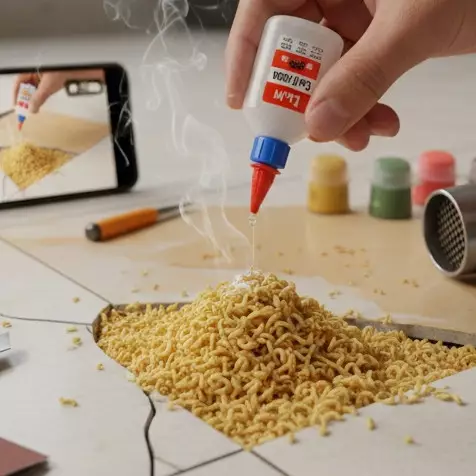 Cara unik memperbaiki lantai keramik pecah pakai mi instan, hasilnya kokoh tanpa semen