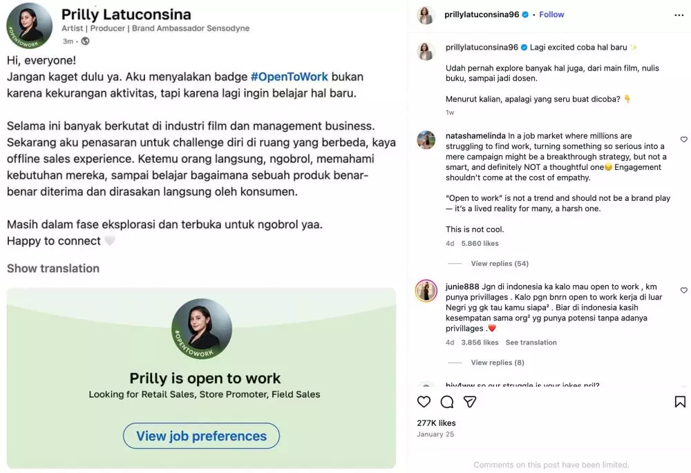 Prilly Latuconsina klarifikasi foto: Instagram/@prillylatuconsina96