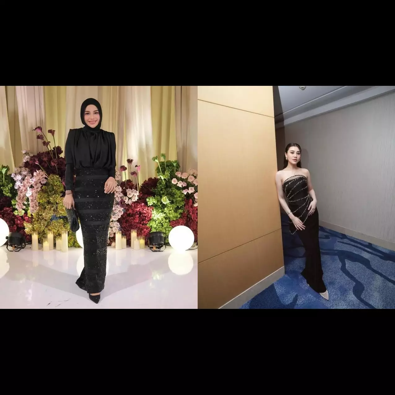 5 Detail adu gaya gaun Aaliyah Massaid dan Aurel Hermansyah, kompak tampil serba hitam