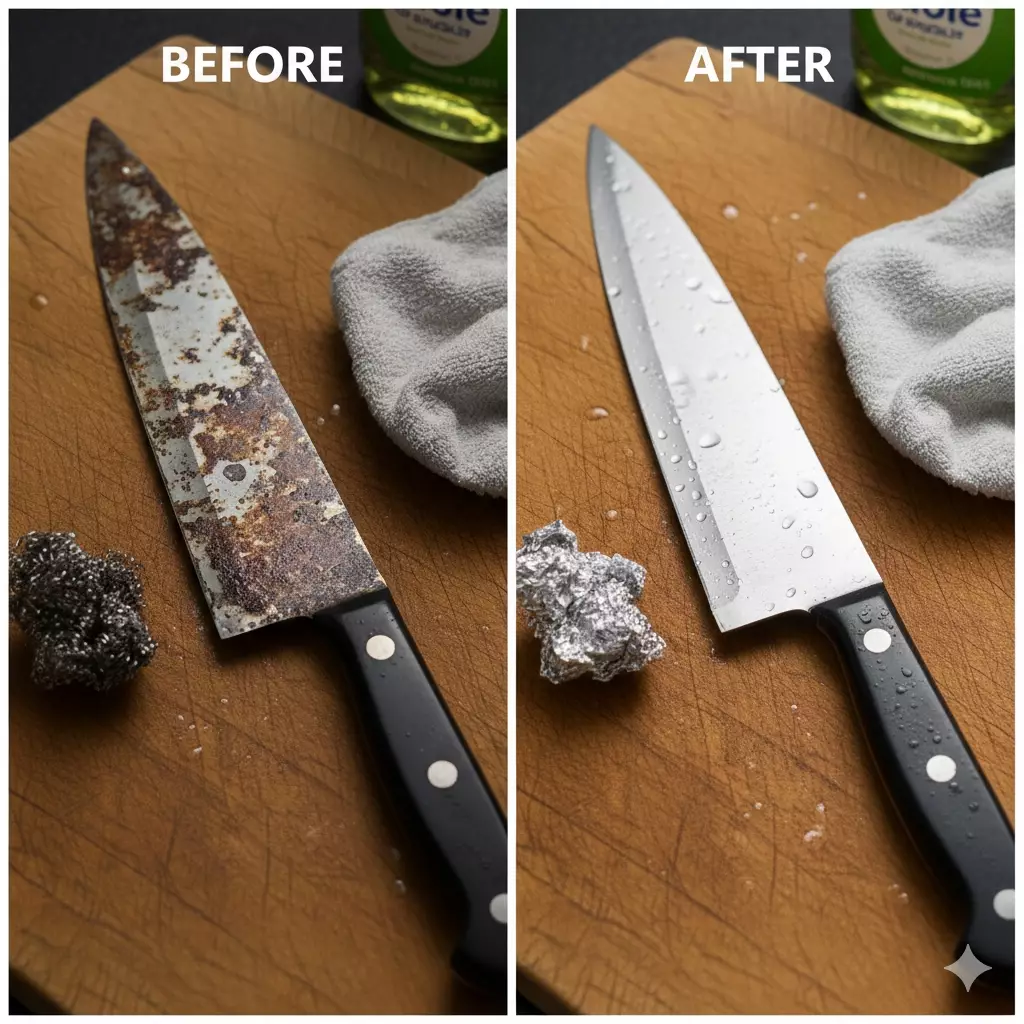 Bukan pakai cuka, ini cara paling ampuh rontokkan karat pisau dalam sekejap