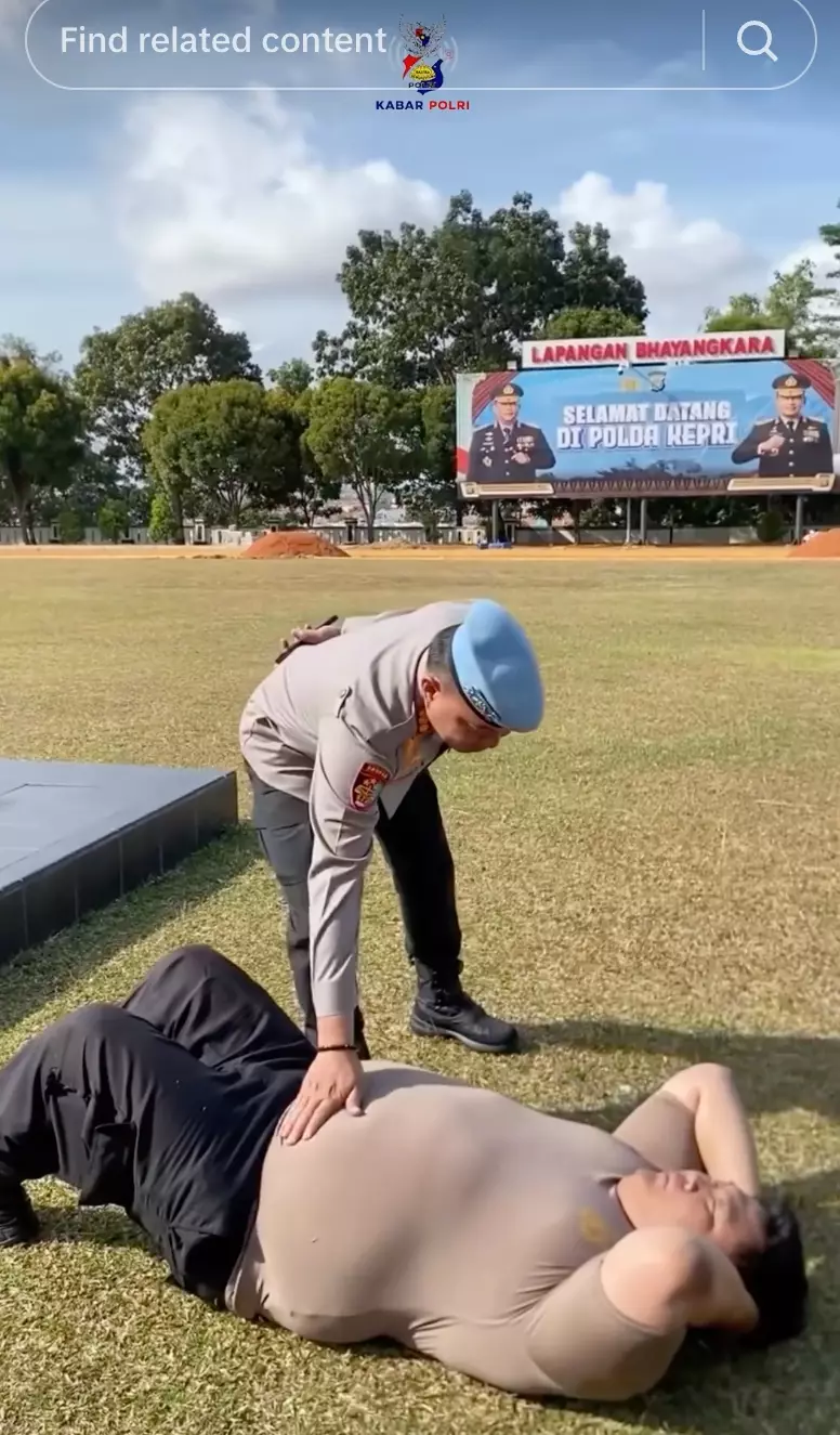 Polisi Gendut Viral foto: TikTok/@radengie; @kabarpolri
