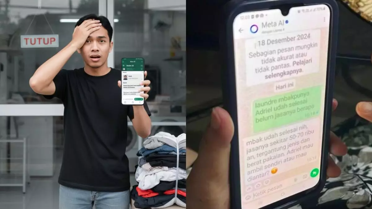 Momen cowok kecele saat ambil laundry ini kasih pelajaran jangan biarin orang tua asal pakai AI
