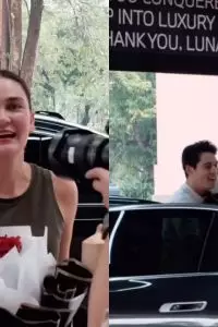 Luna Maya tampak begitu terkejut menerima hadiah tersebut, apalagi sebelumnya ia sempat mengira tidak ada agenda khusus untuk merayakan valentine