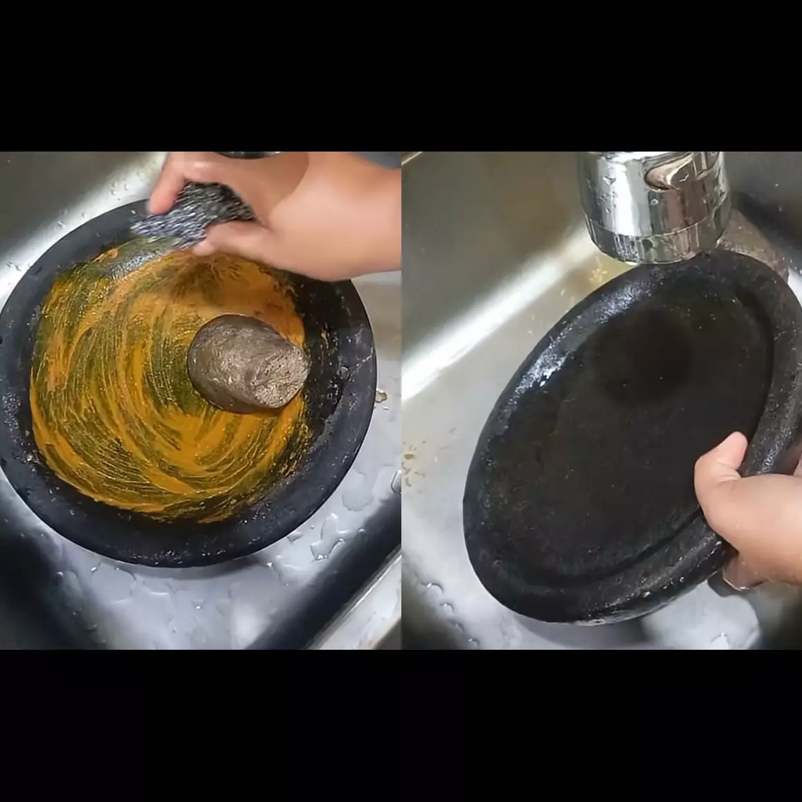 Trik bersihkan sisa kunyit pada cobek batu tanpa sabun berlebih