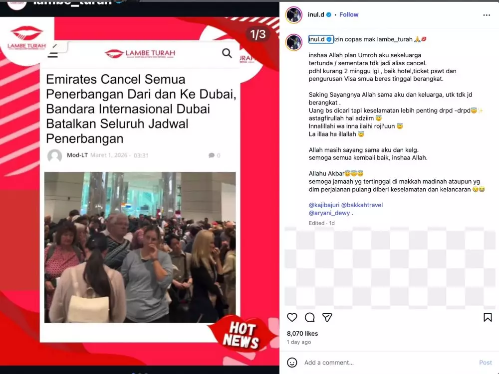 Inul Daratista Batal Umrah Instagram @inul.d