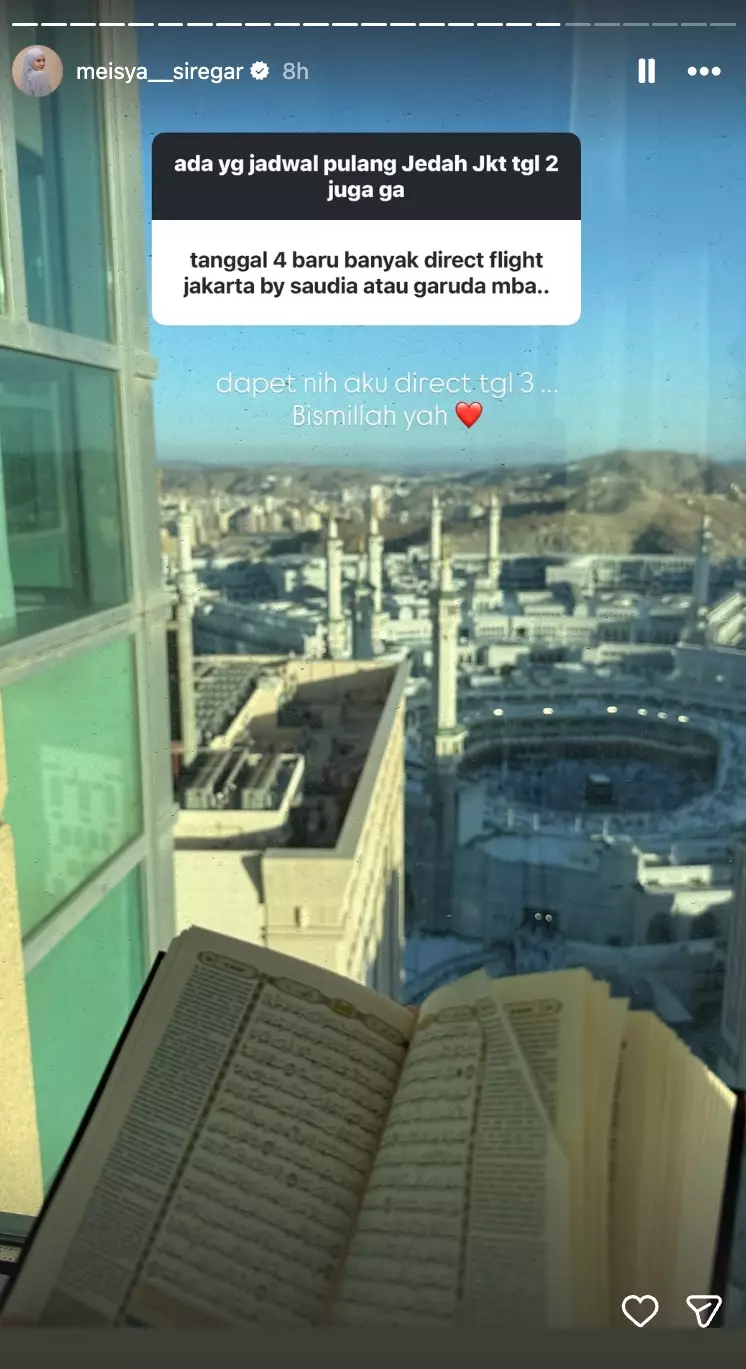 Meisya Siregar Nyaris Batal Pulang Umrah Instagram/@meisya__siregar Meisya Siregar Nyaris Batal Pulang Umrah Instagram/@meisya__siregar