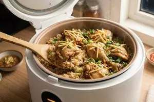 Resep nasi ayam jahe simpel masak pakai rice cooker, bisa ditinggal tidur pas sahur sudah jadi