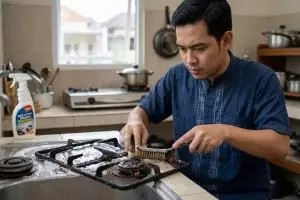 Capek gosok tungku kompor tapi keraknya nggak mau hilang? Coba trik 3 bahan ini