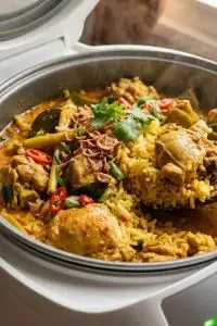 Resep nasi gulai ayam pakai rice cooker untuk sahur, tinggal klik bisa ditinggal tidur