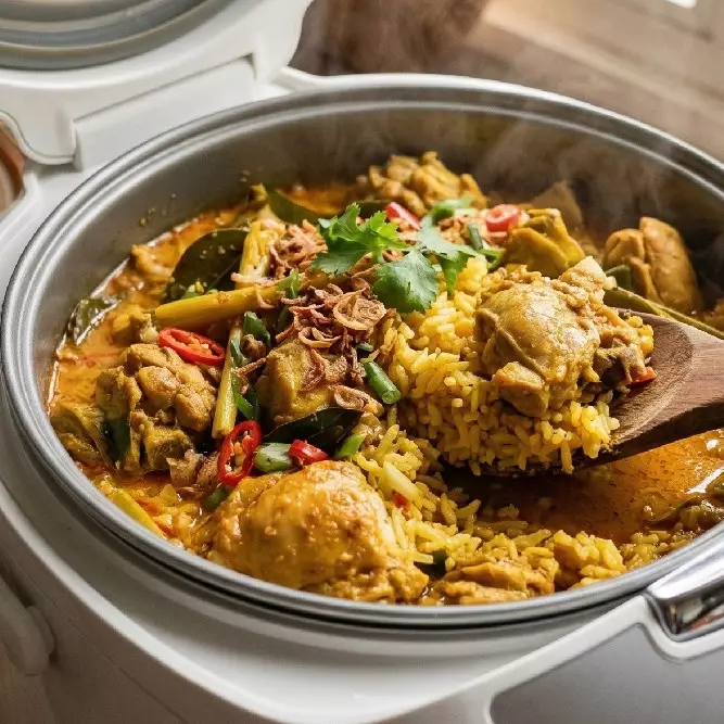 Resep nasi gulai ayam pakai rice cooker untuk sahur, tinggal klik bisa ditinggal tidur