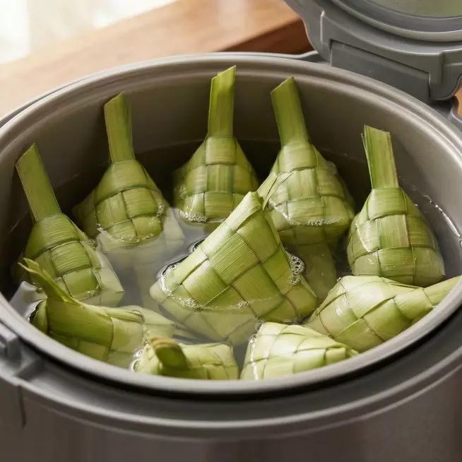 5 Cara bikin ketupat pakai rice cooker, anti gagal dan hemat gas untuk Lebaran