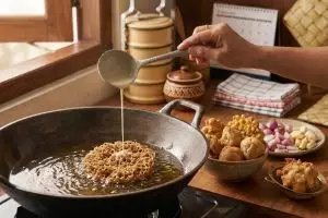 Cara bikin kremesan bersarang tanpa ribet, pelengkap ayam goreng Lebaran