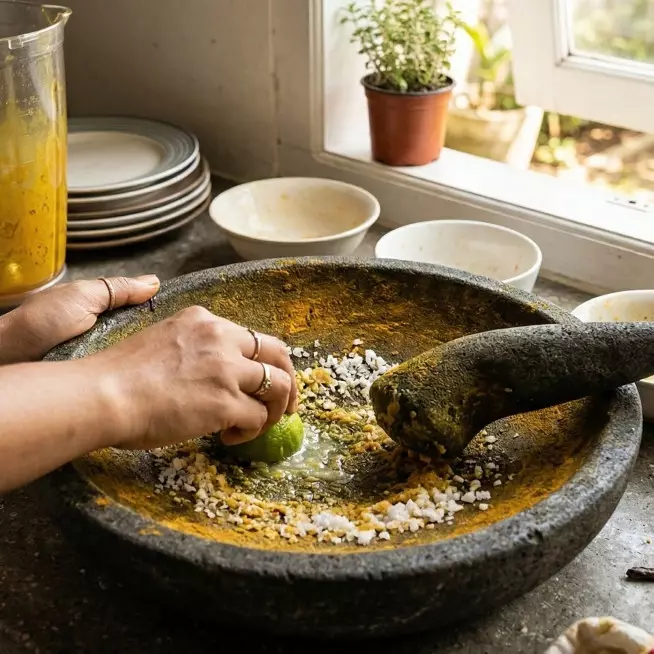 Cobek dan blender kuning semua setelah masak rendang? Ini cara bersihinnya sampai bersih