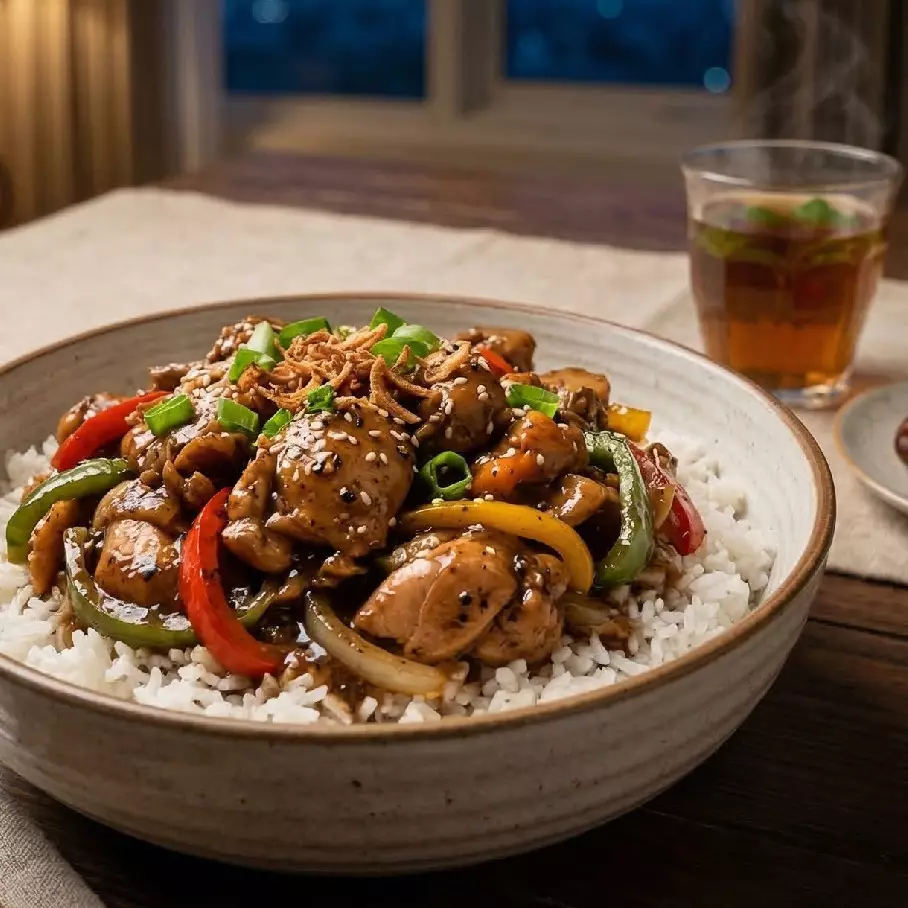 Resep rice bowl ayam lada hitam yang cocok untuk sahur, masaknya ternyata gampang selesai 15 menit