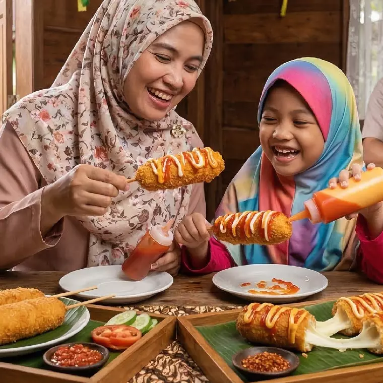 Resep jajanan corndog super gampang dan bisa dimasak bareng keluarga di kampung, suasana jadi seru