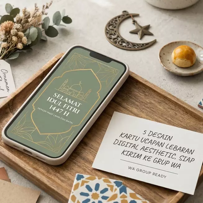 5 Desain kartu ucapan Lebaran digital aesthetic, siap kirim ke grup WA