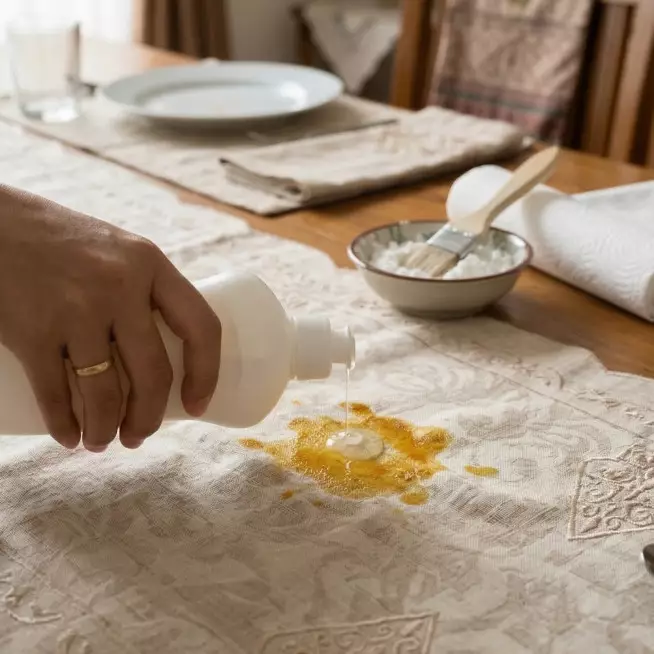 Taplak meja kena noda opor dan rendang? Lakukan langkah ini agar bersih kembali