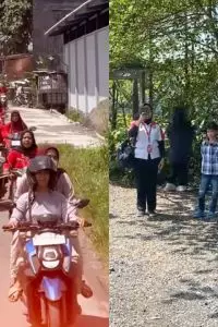 Momen emosional terekam saat pemilik usaha, seorang laki-laki, melakukan sujud syukur di tanah sebagai simbol rasa terima kasihnya pada Tuhan.