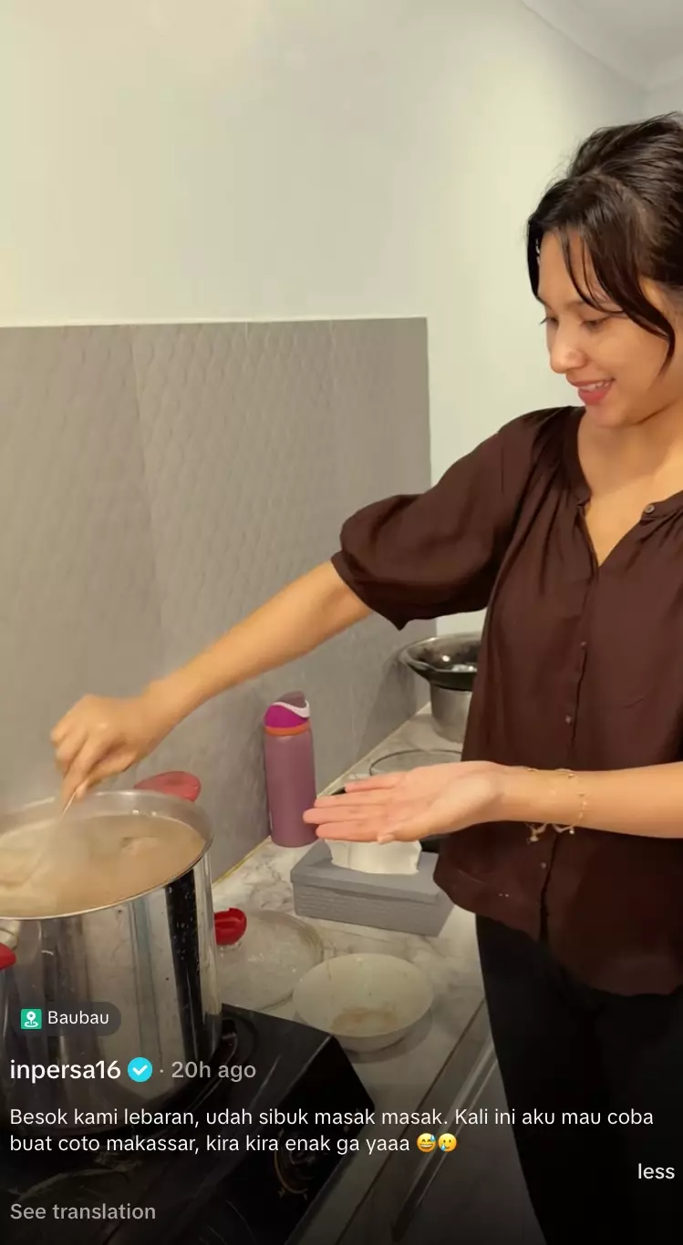 Indah Permatasari masak Coto Makassar TikTok/@inpersa16