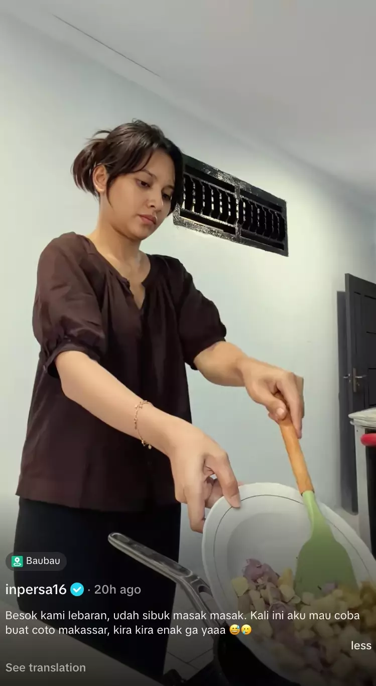 Indah Permatasari masak Coto Makassar TikTok/@inpersa16
