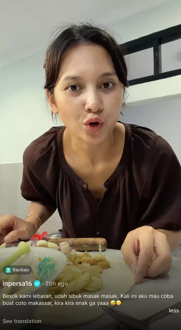 Indah Permatasari masak Coto Makassar TikTok/@inpersa16