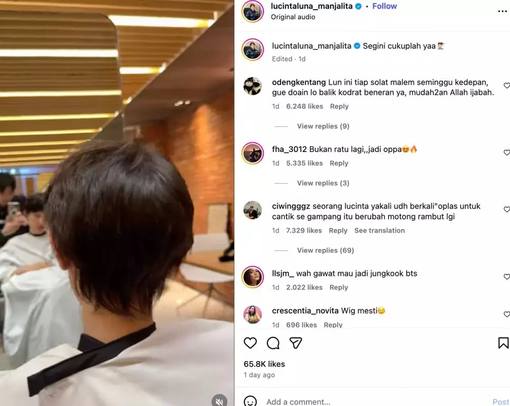 Lucinta Luna Potong Rambut Instagram lucintaluna_manjalita