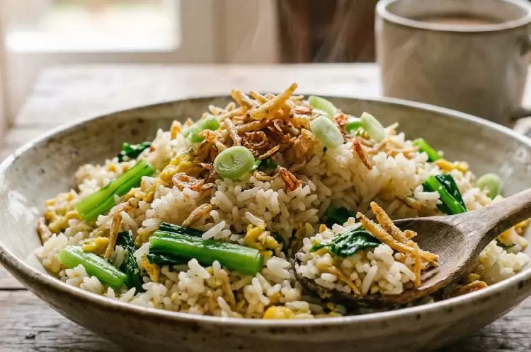 Di kulkas cuma ada nasi sisa semalam? Cobain resep nasi goreng putih untuk sarapan dari bahan seadanya