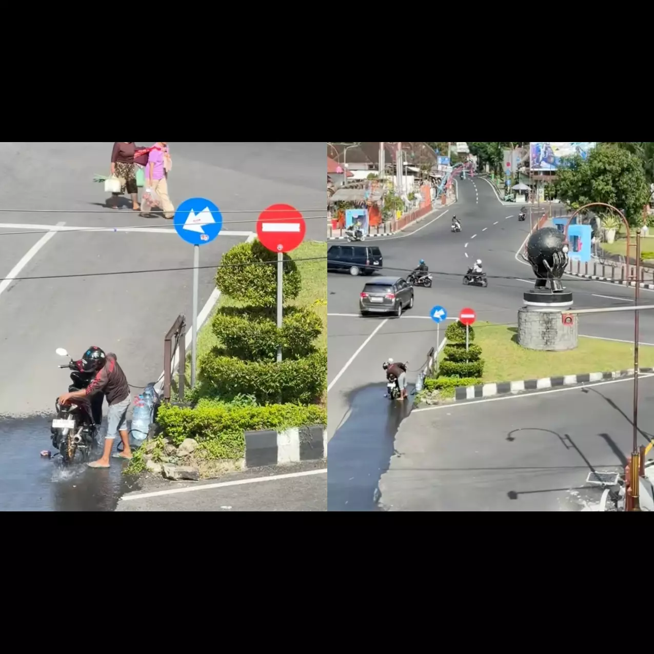 Bukan ke tempat pencucian, pria di Boyolali pilih sumur tua tengah kota buat bersihin motor