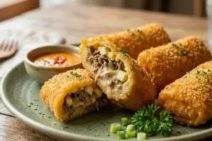 Resep risoles beef mayo gampang dan sehat tanpa minyak berlebih, bisa difrozen untuk camilan si kecil