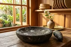 Cara ampuh menghilangkan jamur dan bau pada cobek batu tanpa merusak teksturnya