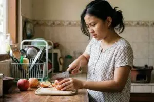Cara mengasah pisau tumpul tanpa batu asah, cukup pakai bantuan batang pohon pisang