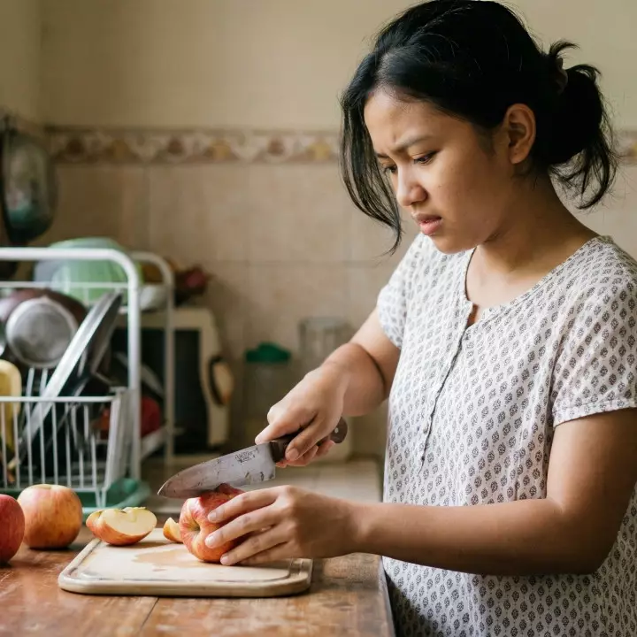 Cara mengasah pisau tumpul tanpa batu asah, cukup pakai bantuan batang pohon pisang