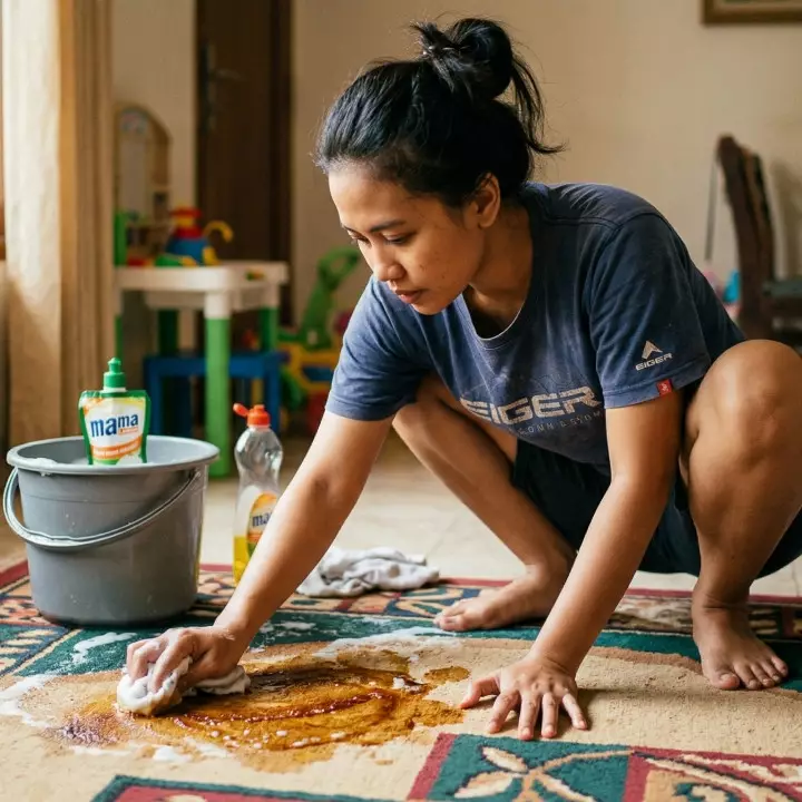 Karpet kena sirup atau remah kue? Ini cara bersihkannya tanpa panik