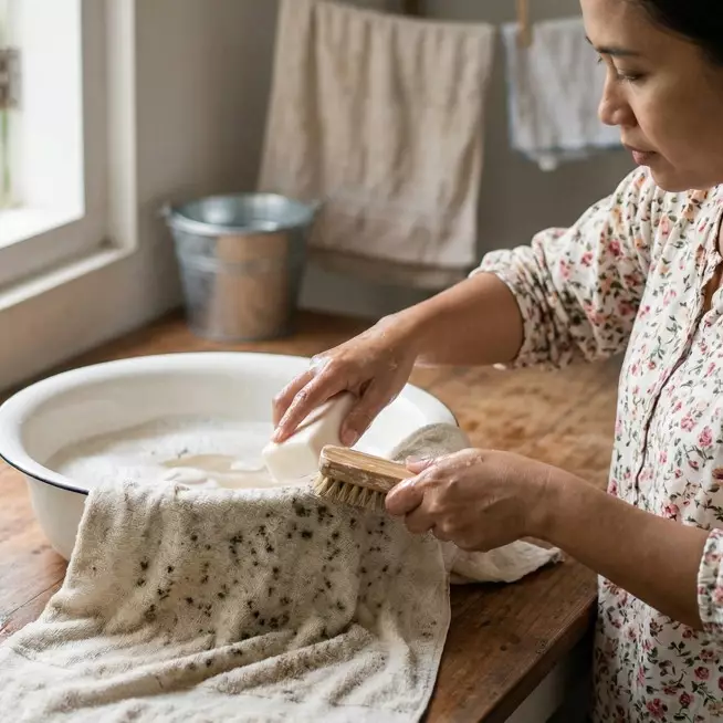 Bintik hitam di handuk susah hilang? ini trik cuci pakai micin dan sabun cuci piring