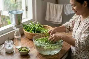 Cara membersihkan kangkung dari ulat dan parasit tanpa harus dibelah satu per satu