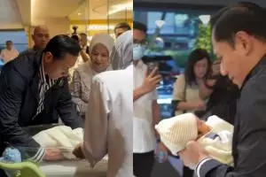 5 Potret hangat AHY jemput AHY Junior pulang ke rumah, aksi gendong baby hati-hati penuh sayang