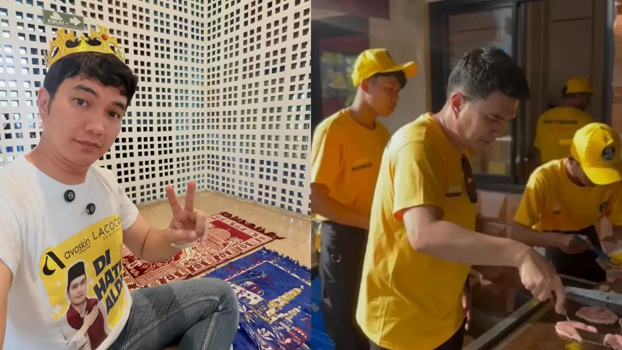 Aldi Taher jualan burger | foto: Instagram/@alditaher.official