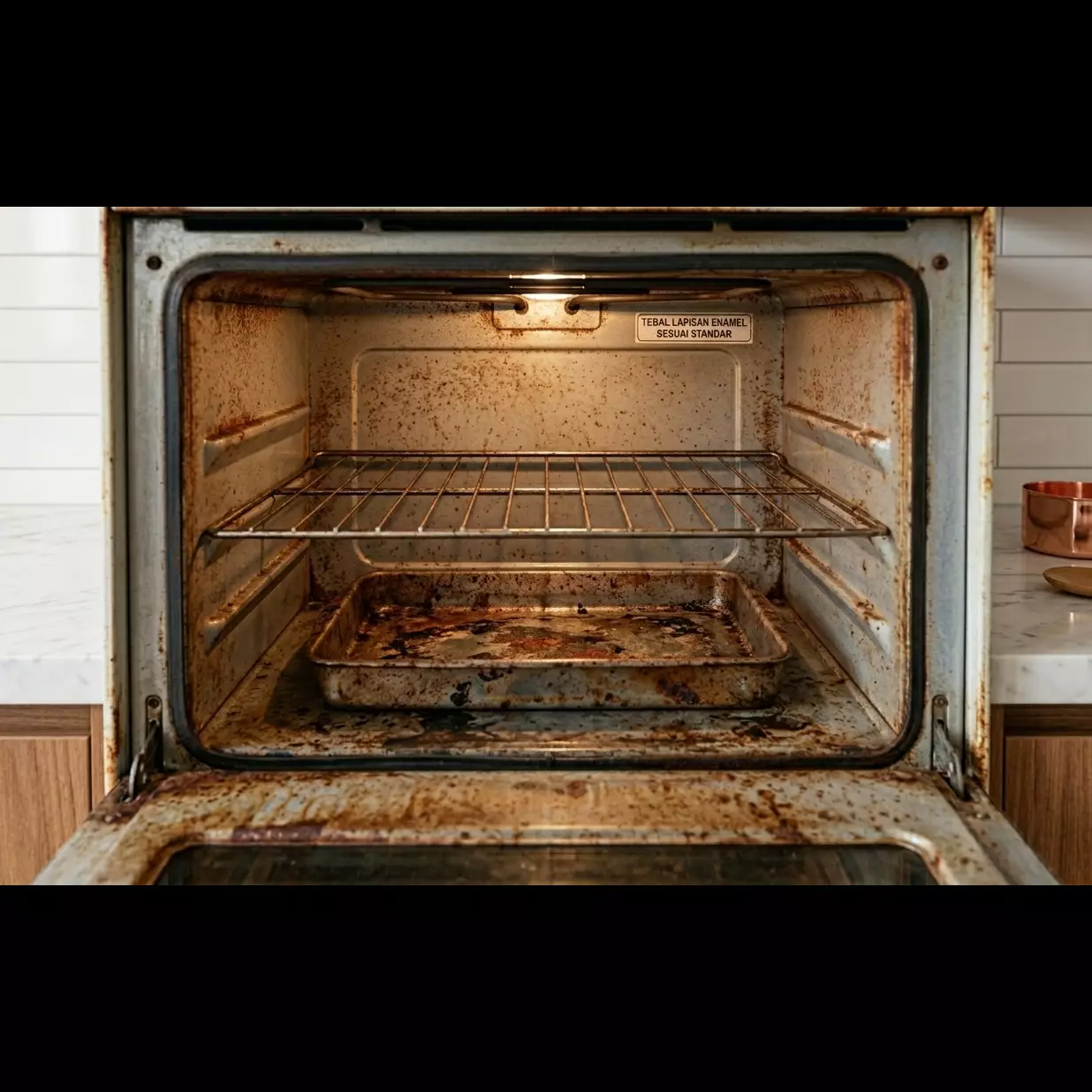 Cuma modal baking soda, karat di rak oven bisa rontok seketika, begini langkah mudahnya