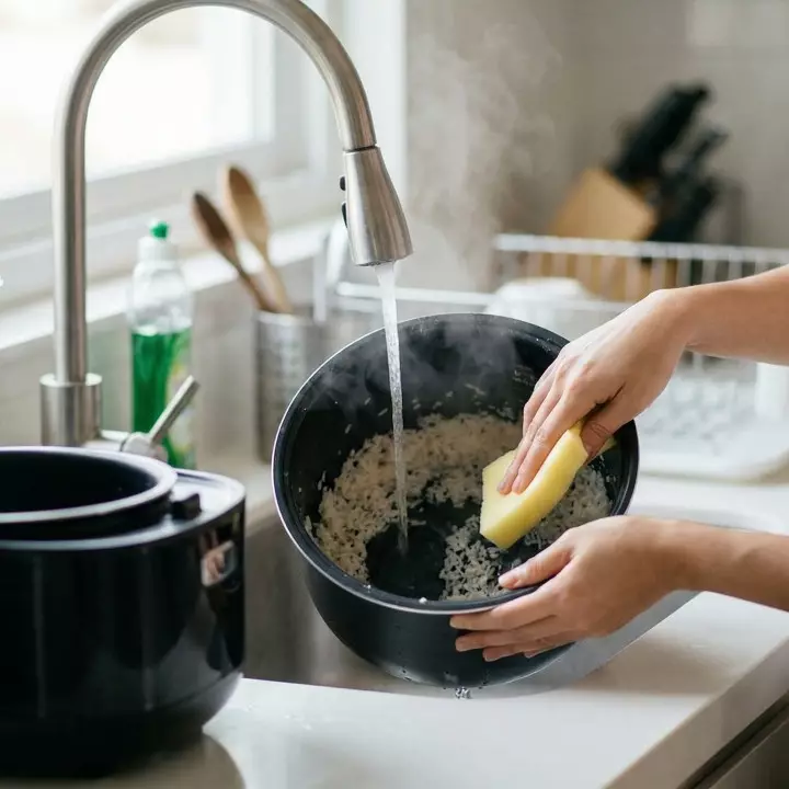 Kerak nasi di rice cooker langsung luruh pakai cara ini, tanpa sikat kasar, tanpa rendam lama