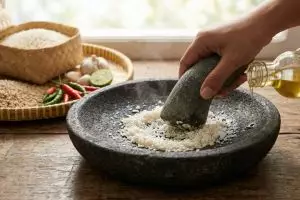 Bukan spons dan sabun, ini cara tepat mencuci cobek batu agar bumbu tetap autentik tanpa bau kimia