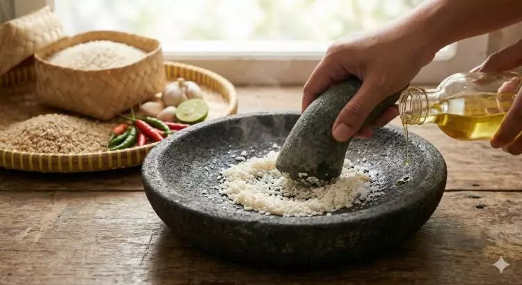 Bukan spons dan sabun, ini cara tepat mencuci cobek batu agar bumbu tetap autentik tanpa bau kimia