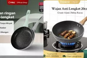 5 Rekomendasi bahan wajan anti lengket untuk semua dompet, ada yang murah sampai mewah