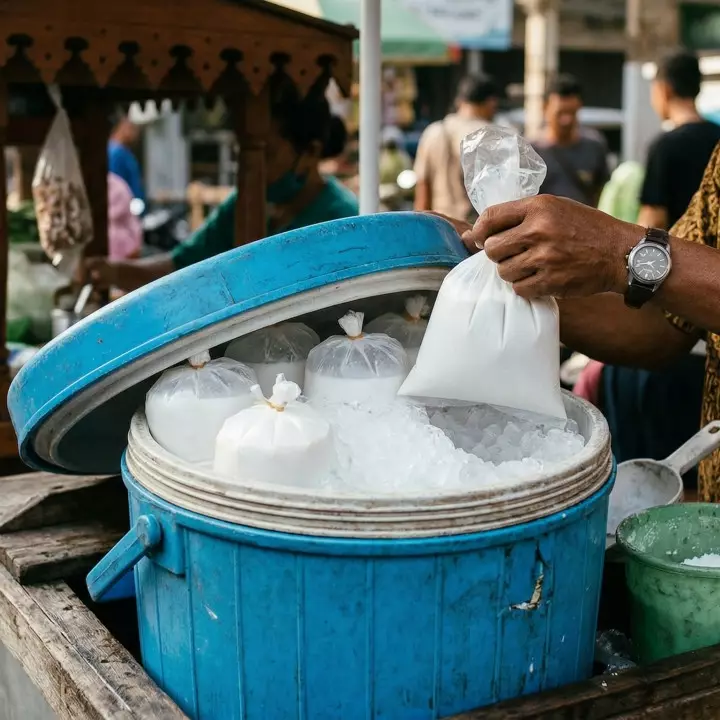 Santan segar awet seharian tanpa kulkas? Ini trik dari pedagang es dawet keliling