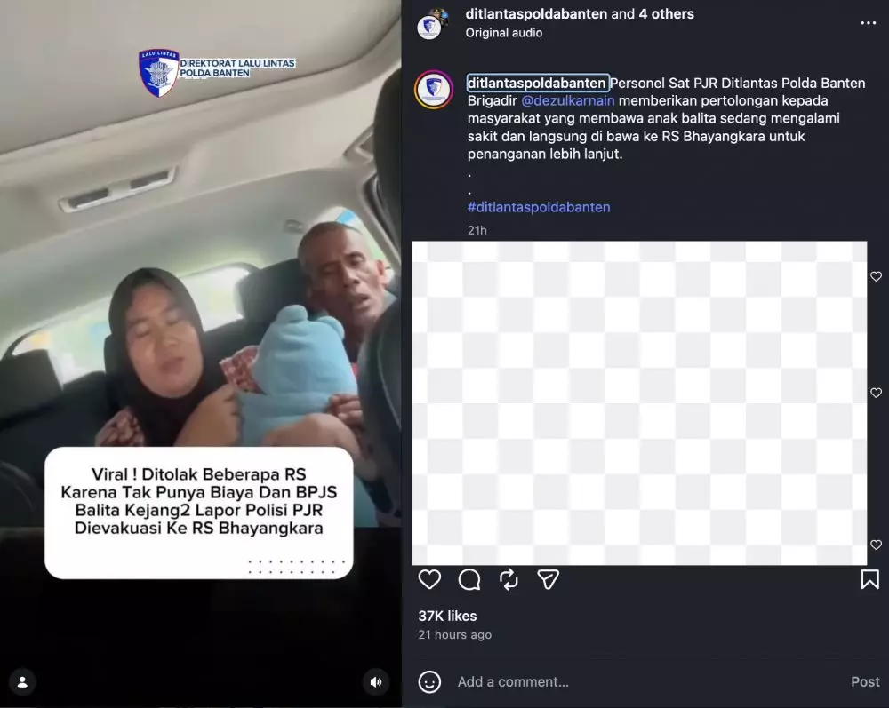 balita kejang ditolak rumah sakit Instagram/@ditlantaspoldabanten balita kejang ditolak rumah sakit Instagram/@ditlantaspoldabanten